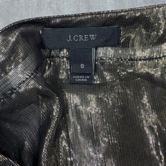 J.Crew Silk Metallic Blend Gold Shimmer Boho Long Sleeves Tunic Blouse Size 8 - Picture 15 of 16